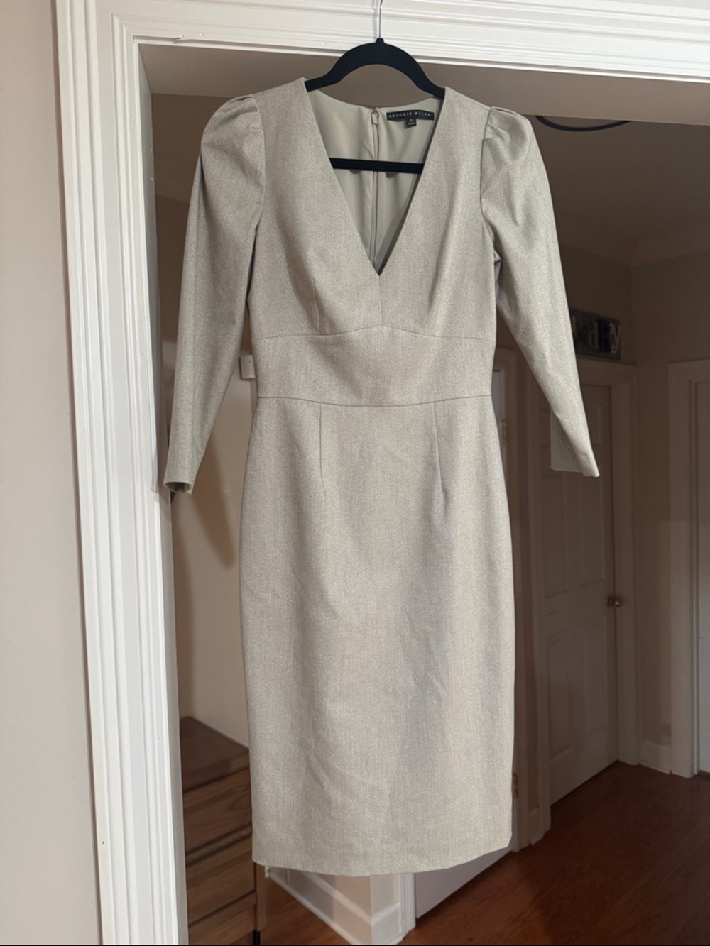 ANTONIO MELANI Cream Quarter-Sleeve Sheath Dress